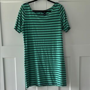 GAP Green and Navy Striped Midi Dress